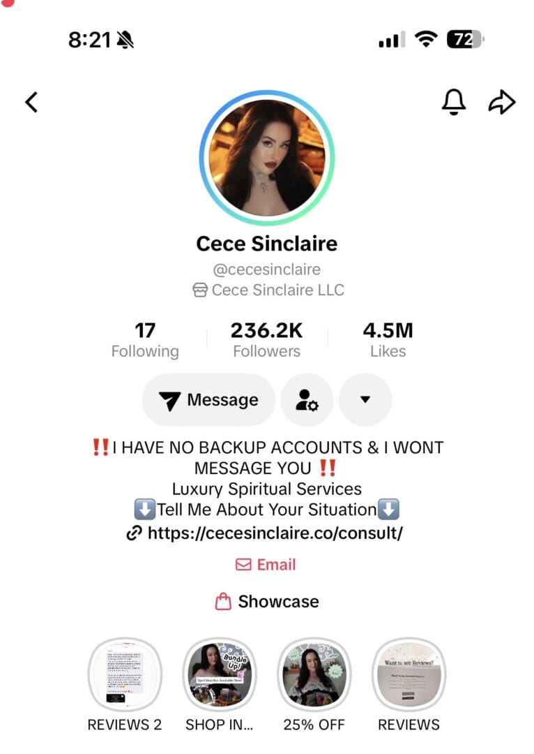 TikTok profile screenshot showing follower counts